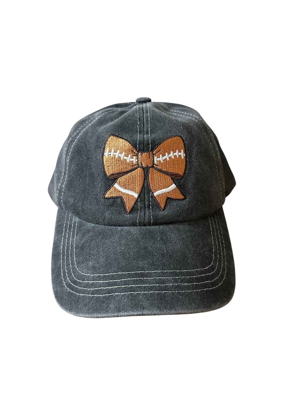 Football Bow Gray Adjustable Hat